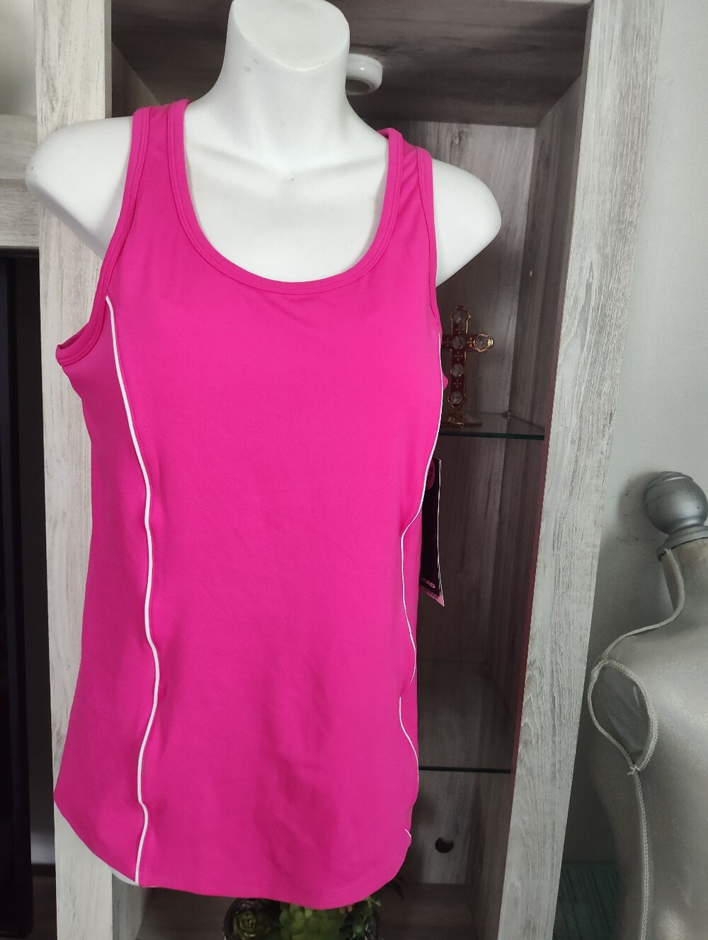 Head Hot Pink Athletic Tank Top with White Piping SZ L